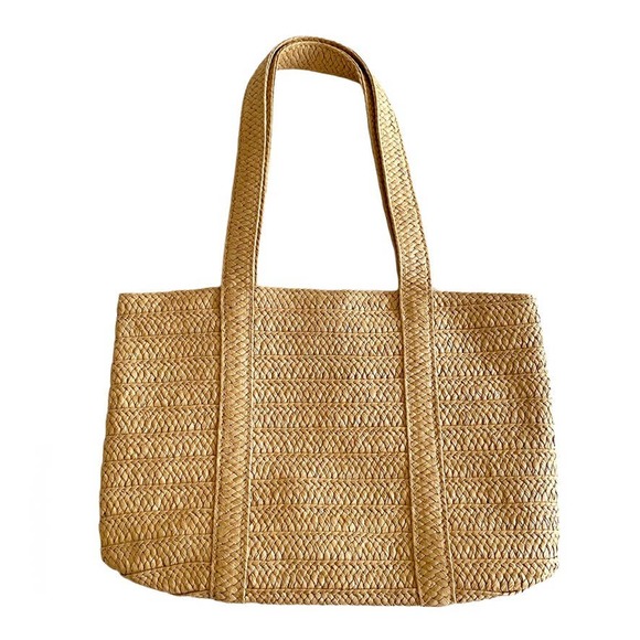 Draper James Handbags - Draper James Straw Woven Double Handled Satchel Tote Shoulder Bag Lined Snap Zip